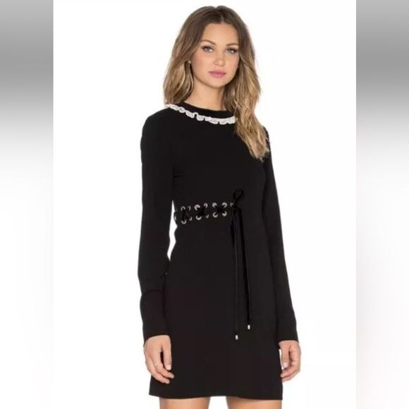Marc Jacobs Irving Tie Dress Velvet Chiffon Trim Victorian Whimsigoth Wednesday - Picture 1 of 16